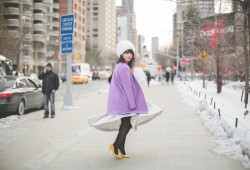 pauline blogger streetstyle lincoln center white fur purple coat new york fashion week fw 2014 - copyright paulinefashionblog.com_