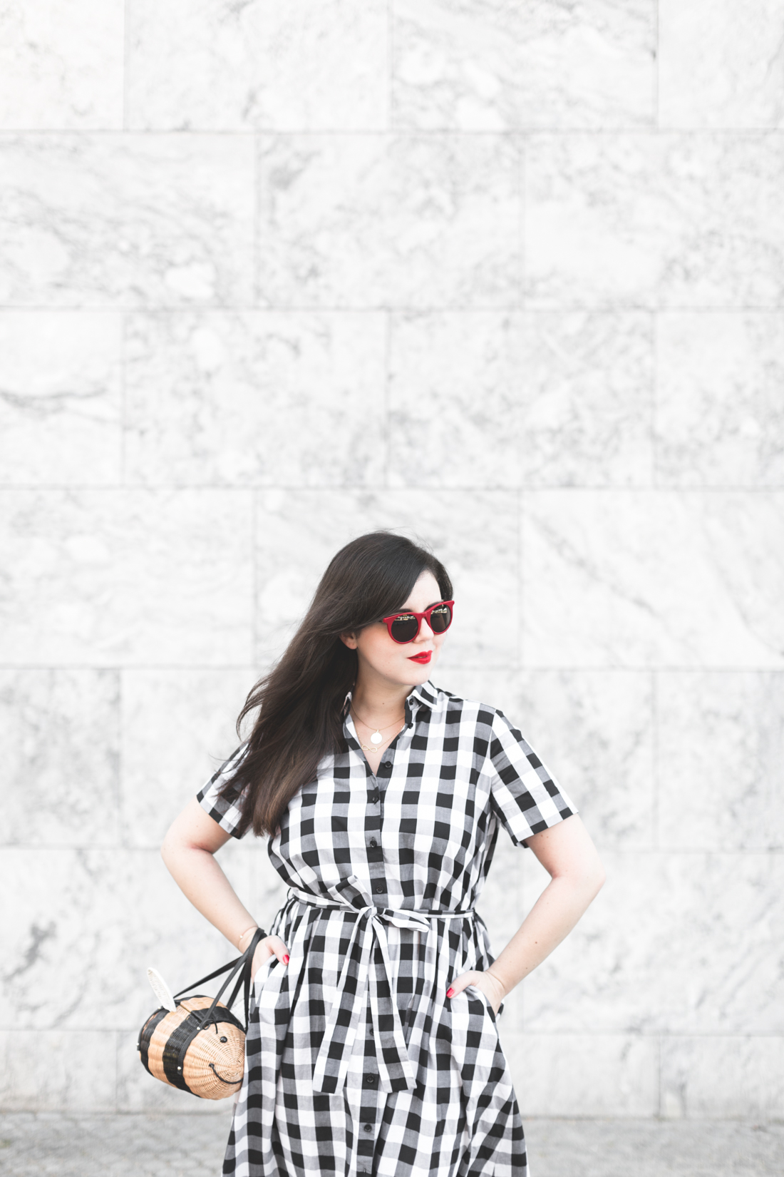 1100 gingham dress kate spade new york bumble bee bag - credit Pauline paulinefashionblog.com-7