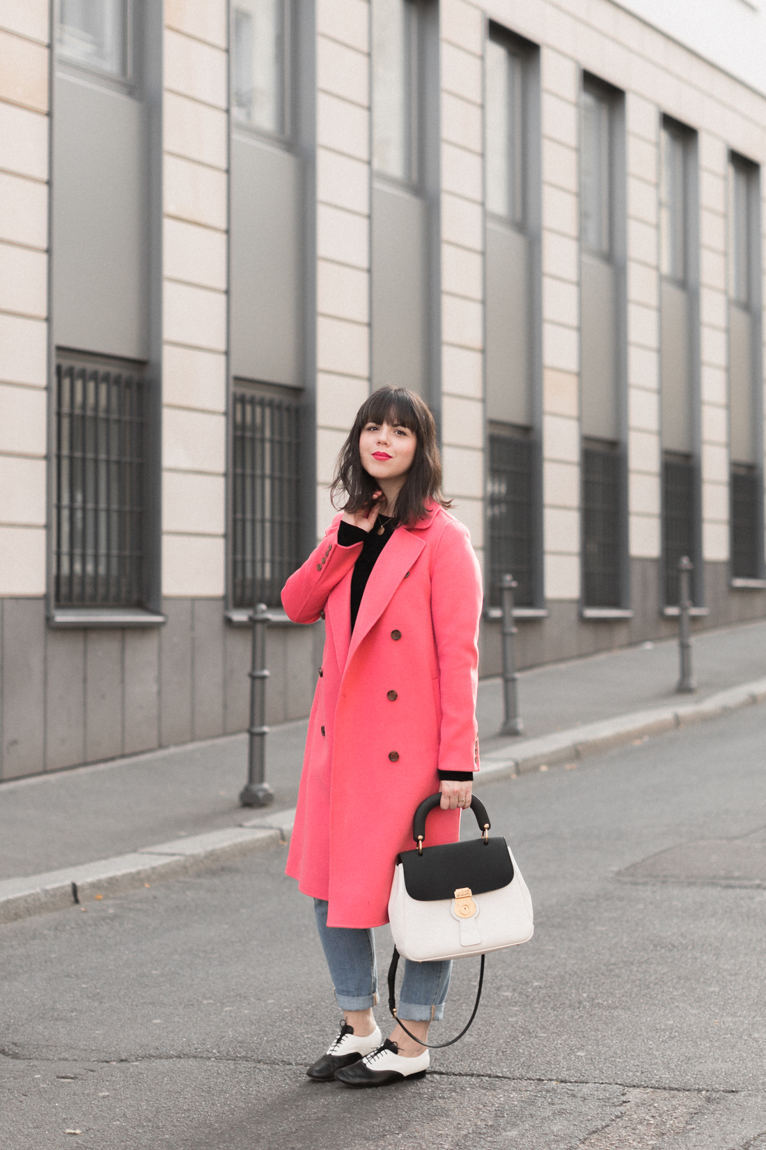 Look manteau rose outlet